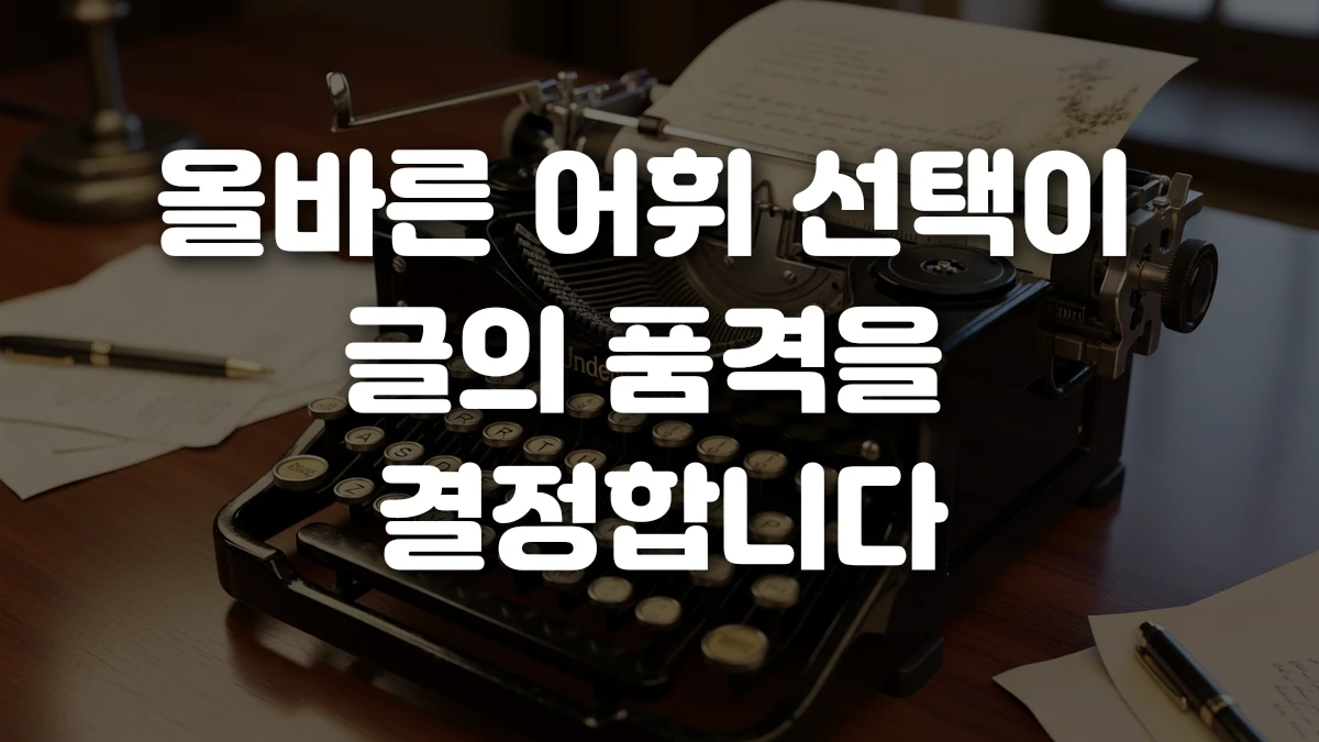 올바른 어휘 선택이 글의 품격을 결정합니다