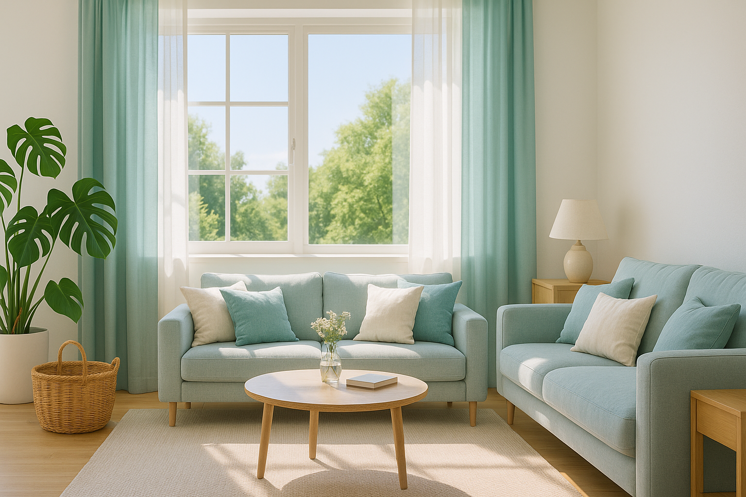 밝고 시원한 여름 거실 인테리어