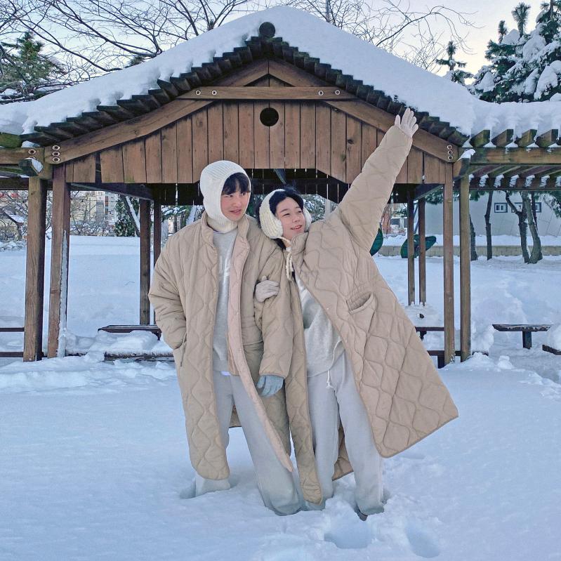 깔깔이 패딩코트 3color (beige) 커플패딩 커플시밀러룩