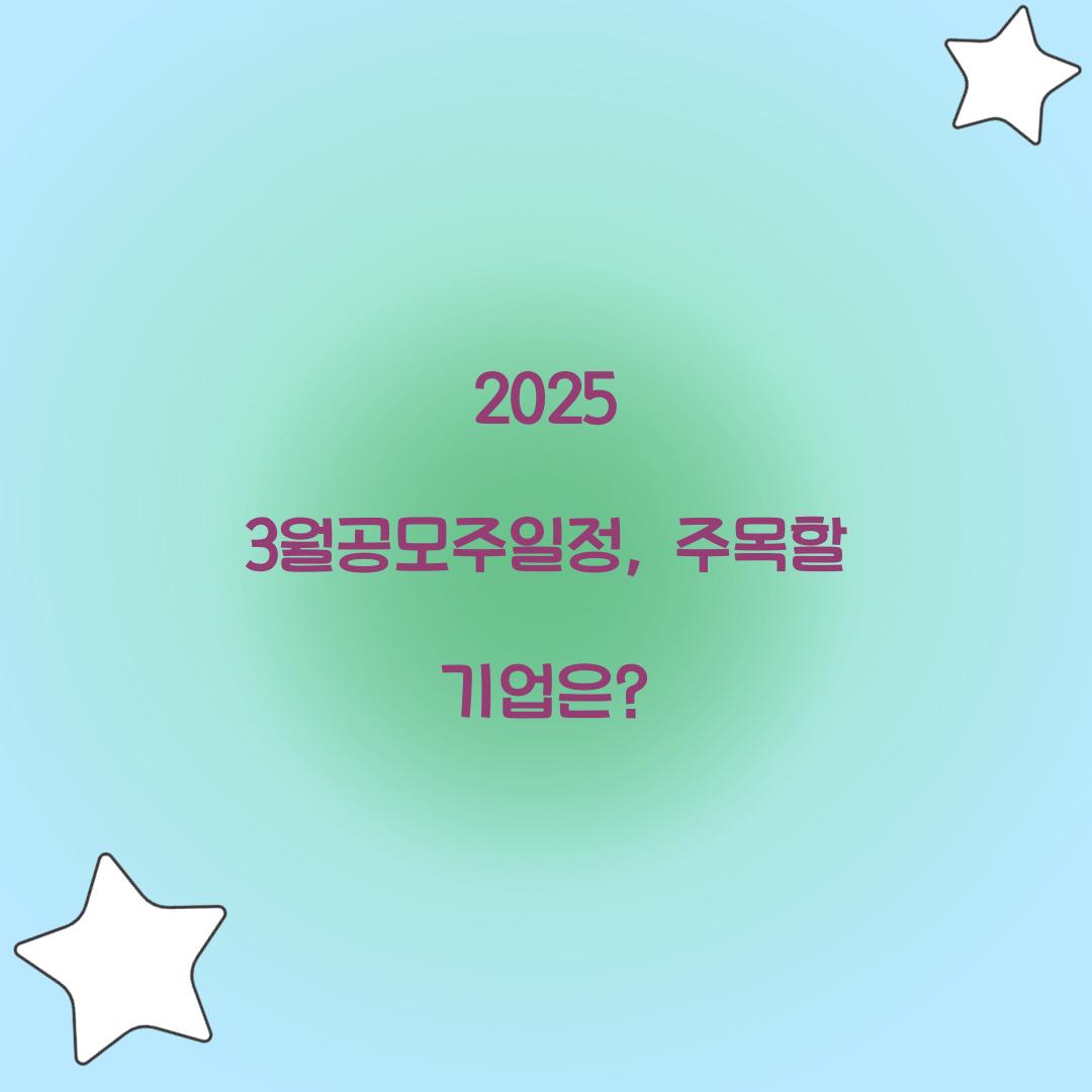 2025 3월공모주일정
