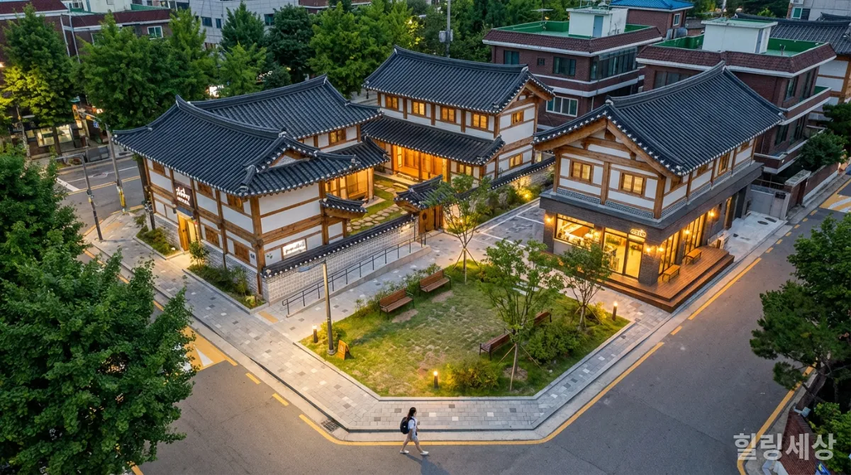 대중교통 접근성이 좋고 안전한 동네에 위치한 깔끔한 한국 게스트하우스 전경