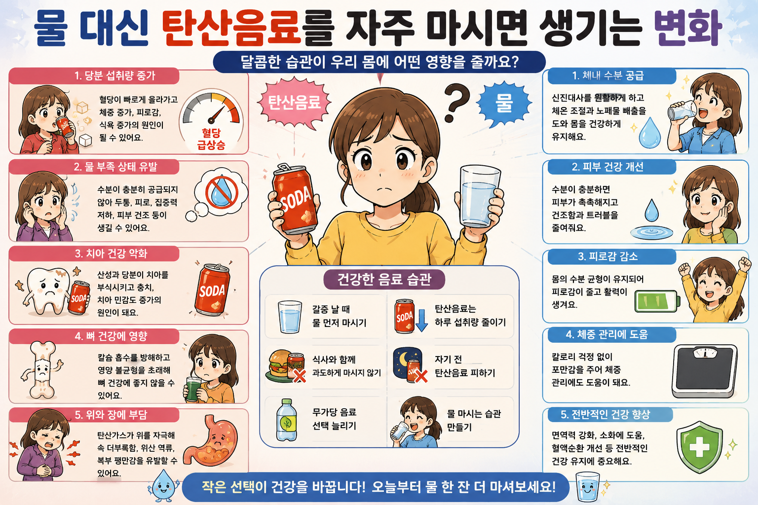 물 대신 탄산음료를 자주 마시면 생기는 변화