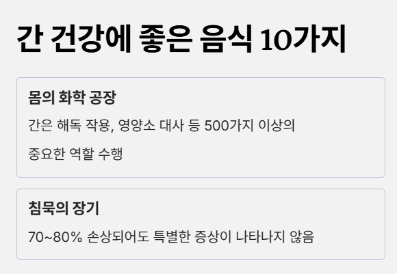 간 건강에 좋은 음식 10가지