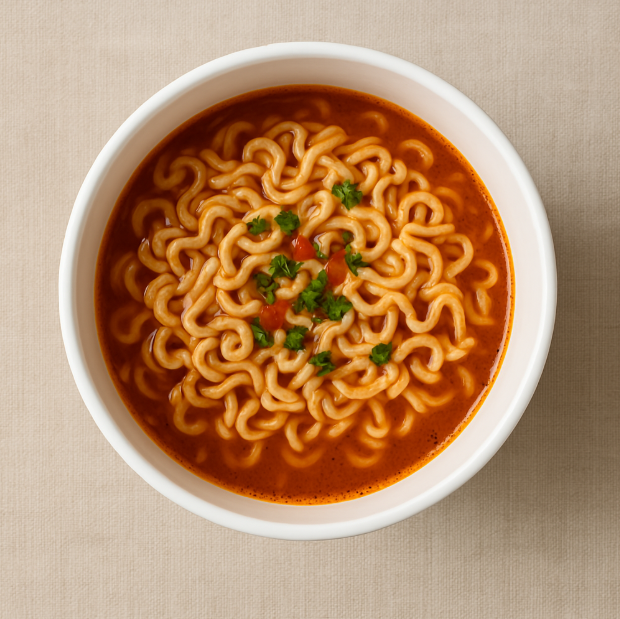 컵라면을 위에서 찍은 사진