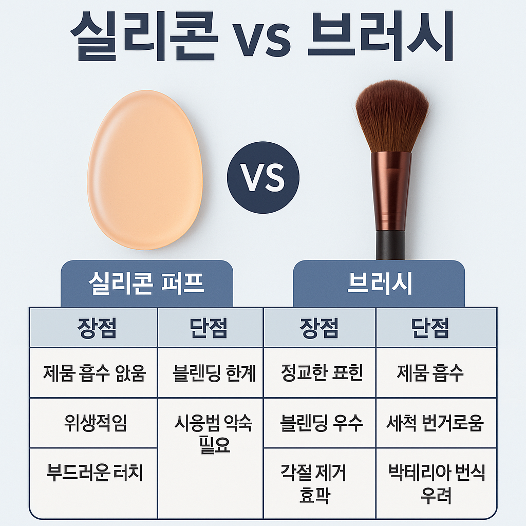 실리콘 퍼프와 브러시 비교