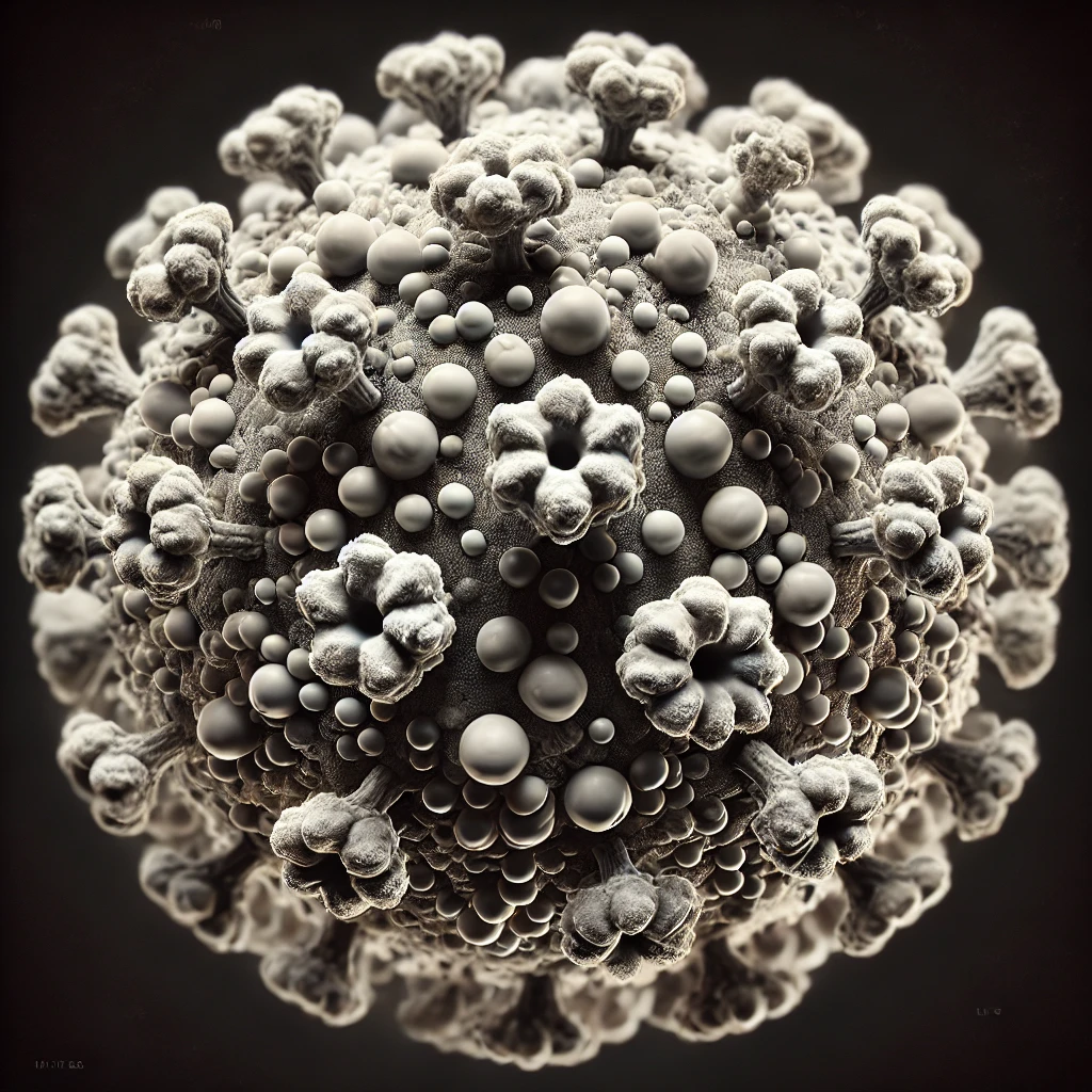 현미경으로 본 독감 구조 사진