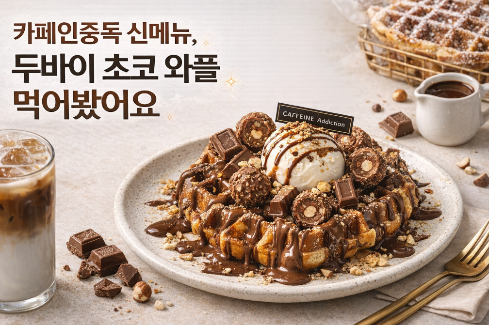 두바이 초코 와플, 카페인중독 신메뉴 솔직 후기