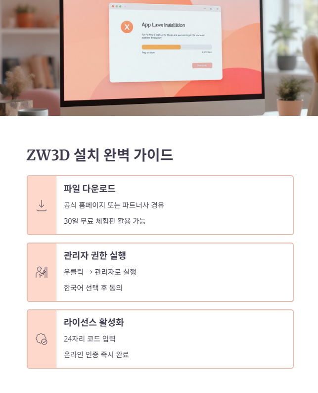ZW3D 설치 및 라이선스 활성화 간편 가이드