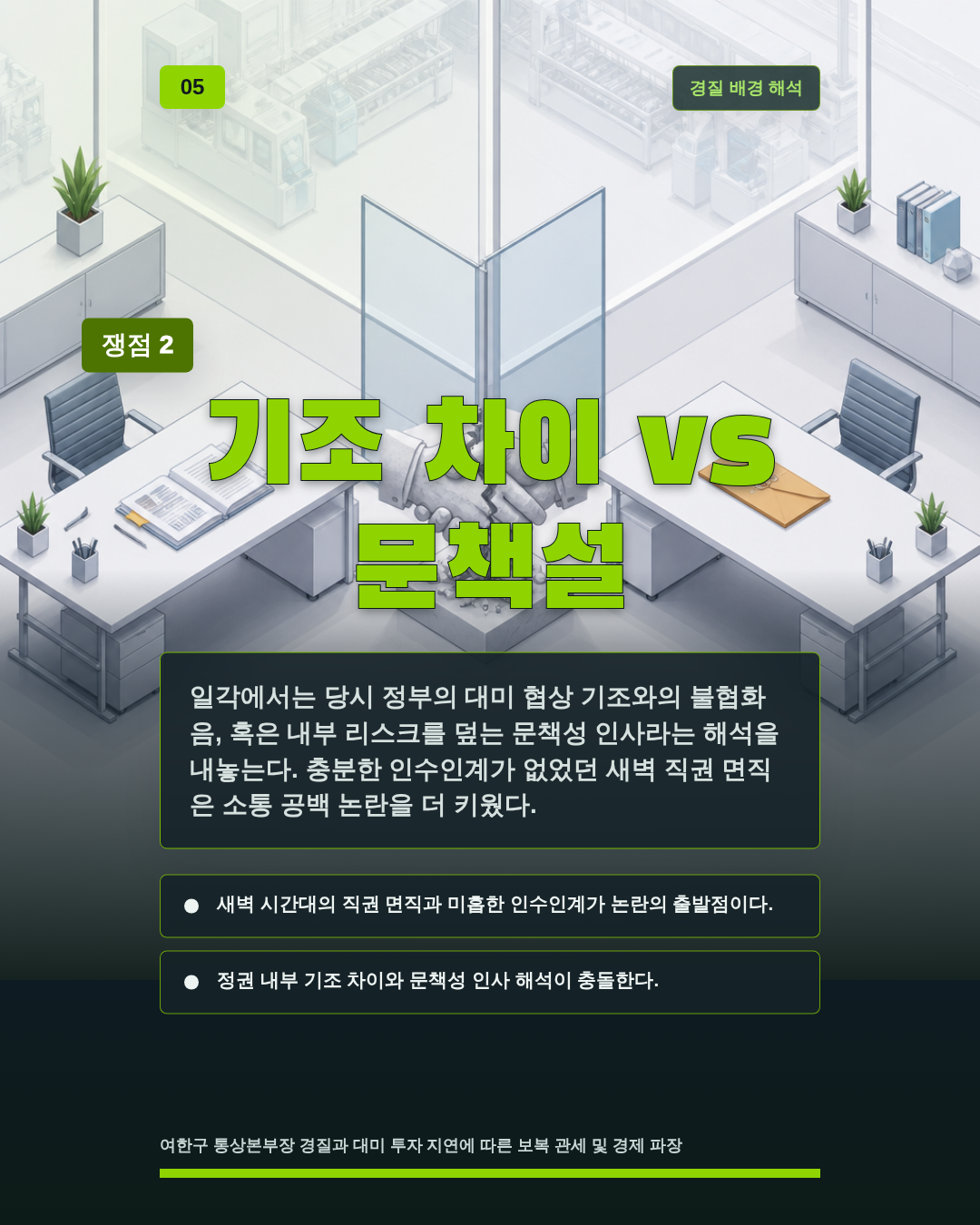 기조 차이 vs 문책설