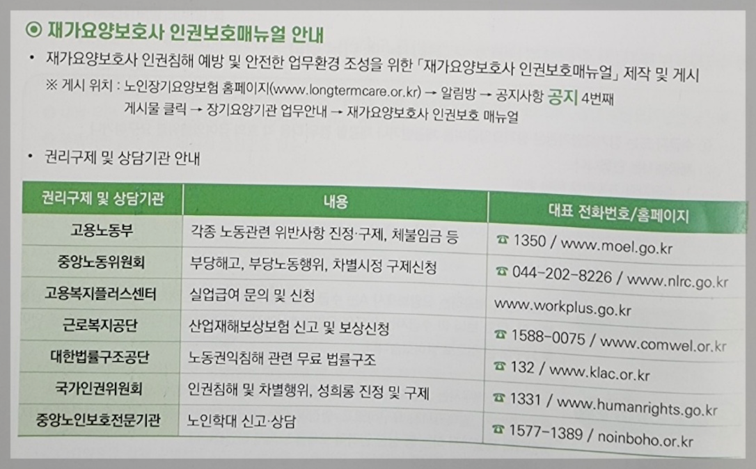 재가요양보호사 인권보호내뉴얼