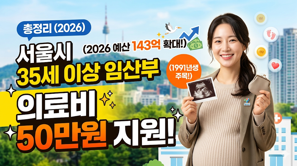 서울시 임산부 의료비 지원 총정리: 35세 이상 50만원(2026 예산 143억 확대, 1991년생 주목!)