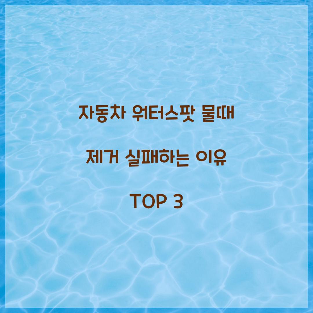 자동차 워터스팟 물때 제거 실패하는 이유 TOP 3
