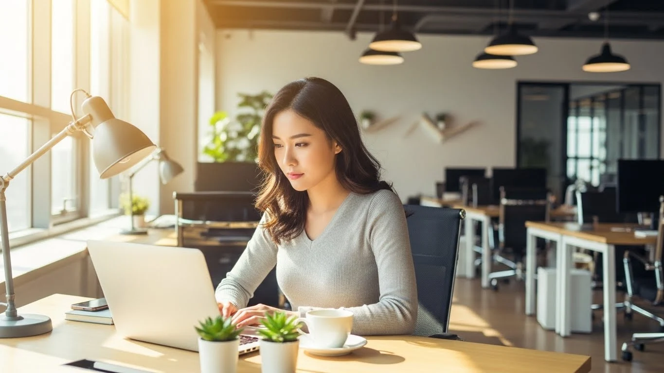 사무실에서 업무에 집중하는 직장인 이미지