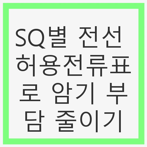 SQ별 전선 허용전류표 보기