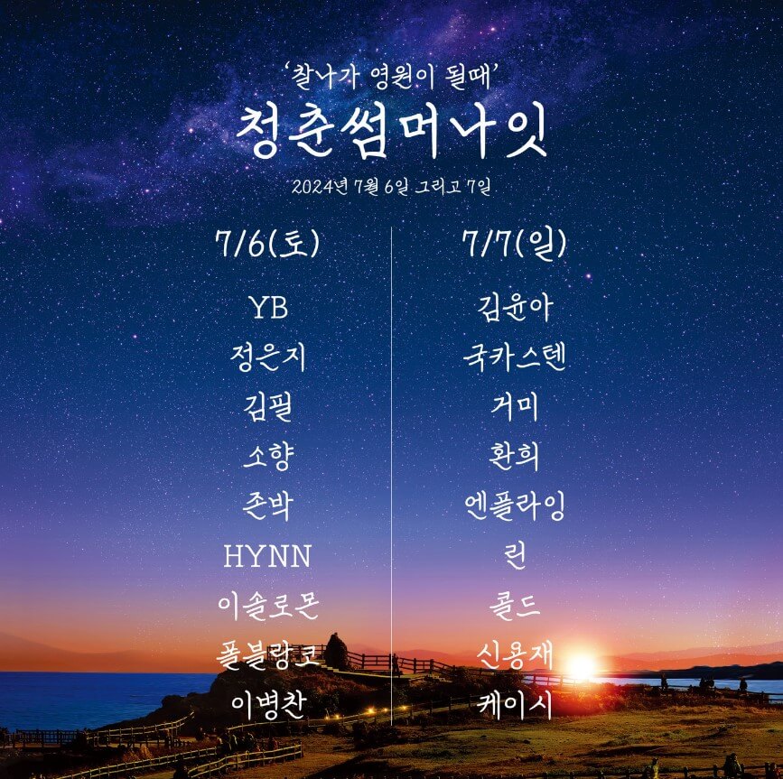 청춘썸머나잇2024 티켓예매, 공연정보, 라인업, 할인정보