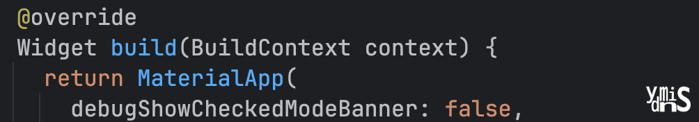debugShowCheckedModeBanner false 적용한 모습이다.