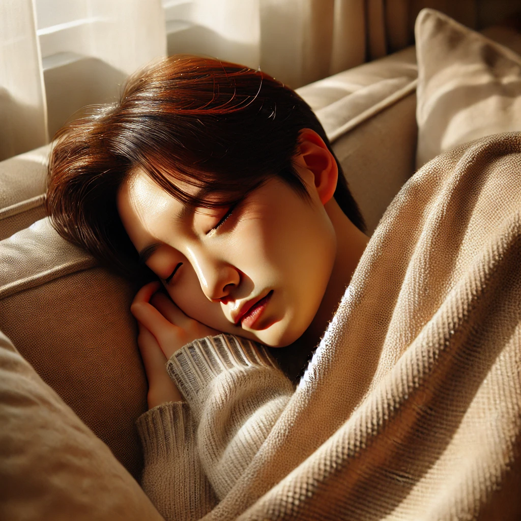 낮잠을 자는 사람의 편안한 모습