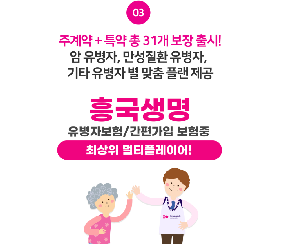 흥국생명 건강보험 주계약+특약 31개 보장 출시 화면