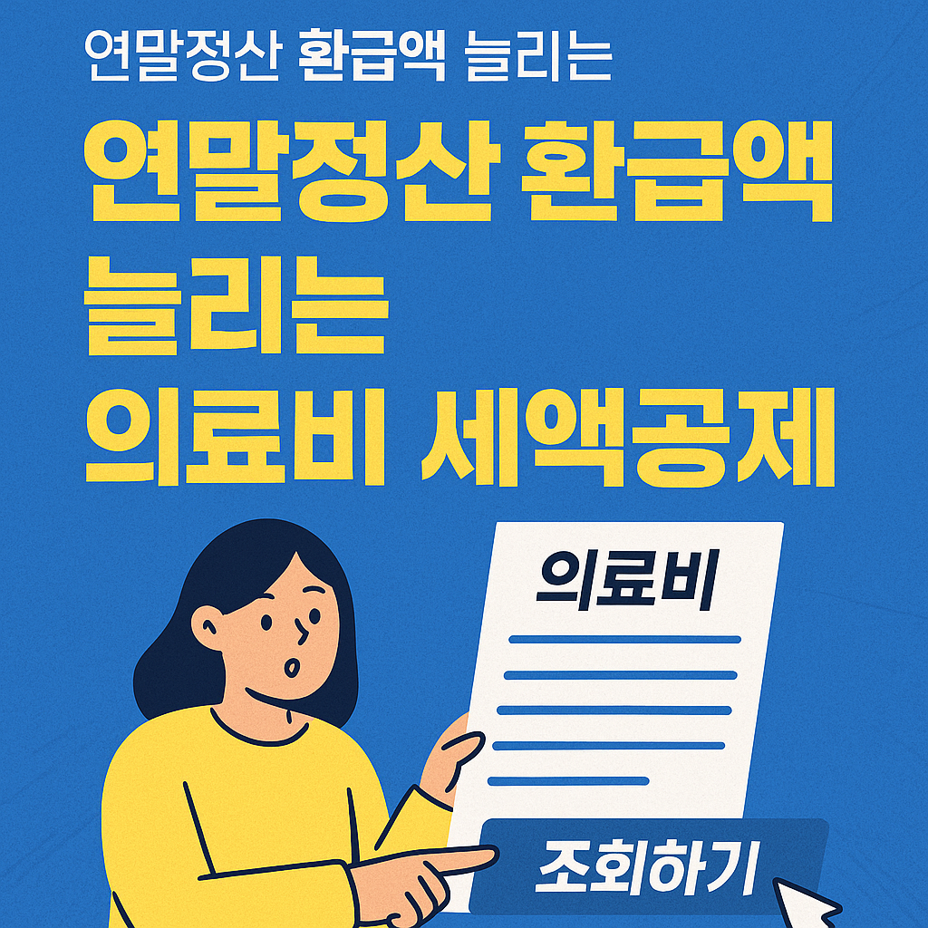 "의료비 세액공제를 통해 연말정산 환급액을 늘리는 방법을 안내하는 인포그래픽 썸네일 이미지"