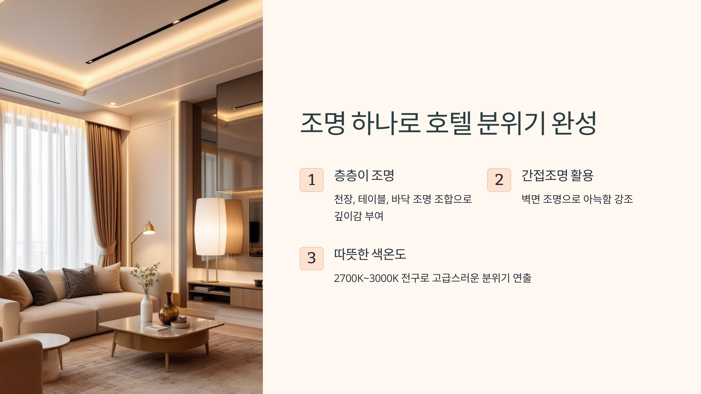 조명 하나로 호텔 분위기 완성