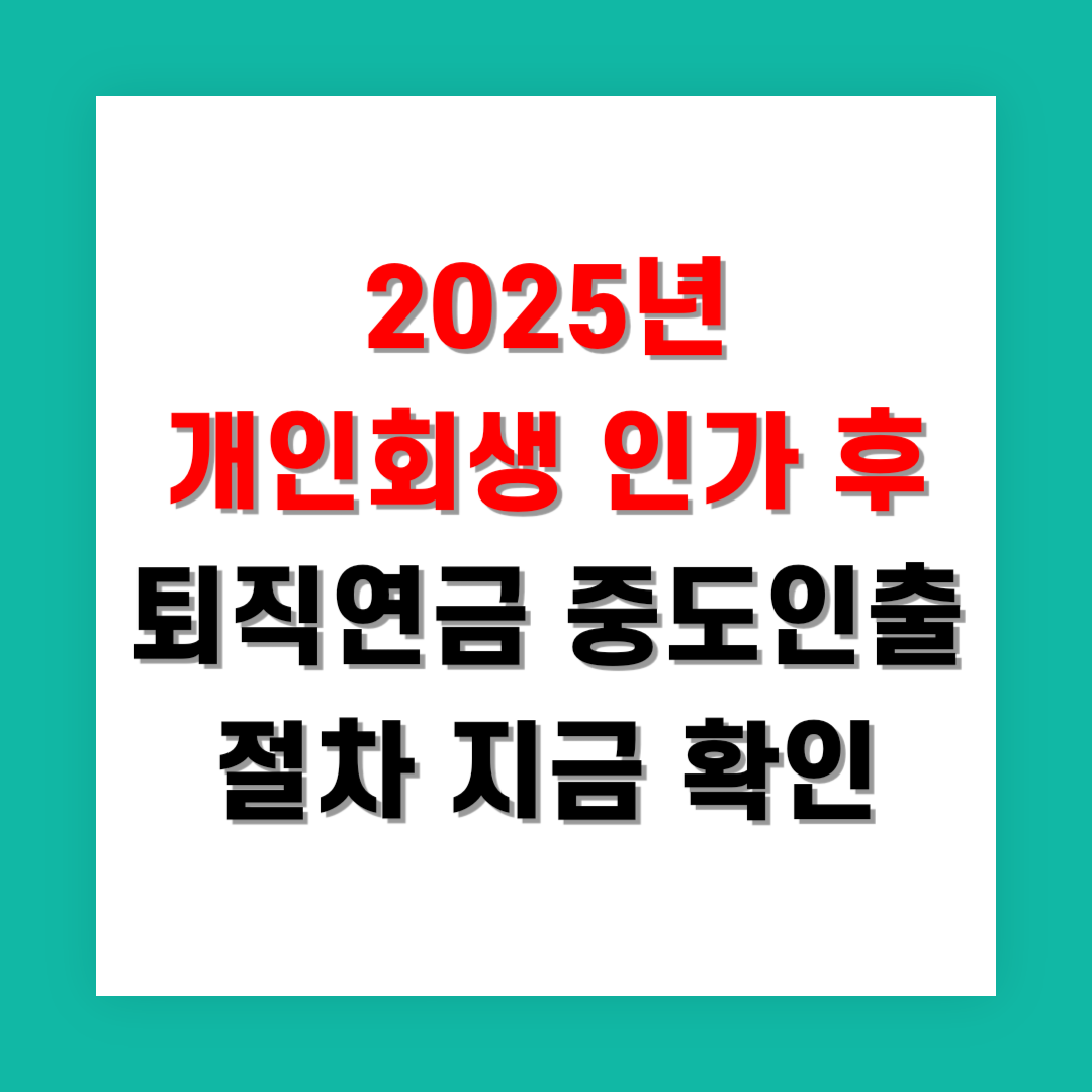 2025년 개인회생 인가 후 퇴직연금 중도인출 절차 지금 확인