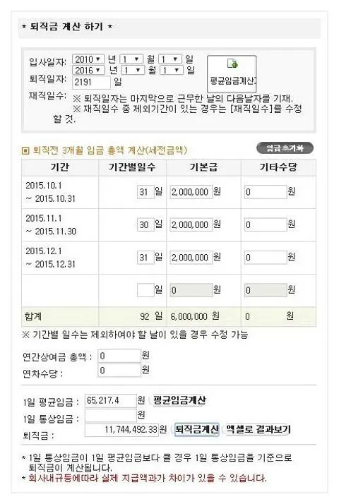퇴직금 계산법