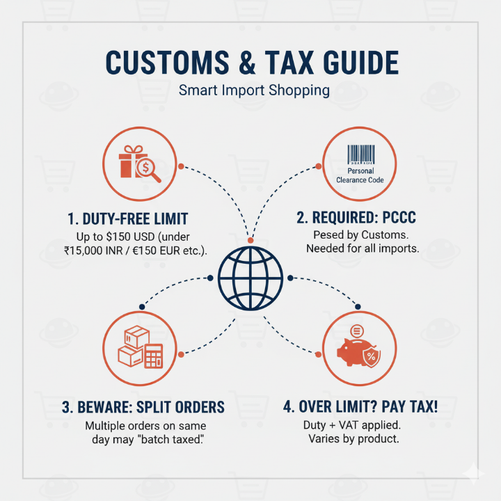 관세 및 통관 관련 정보를 쉽게 설명하는 인포그래픽