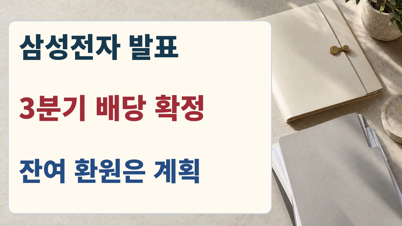 삼성전자 발표에서 3분기 배당은 확정이고 잔여 환원은 계획임을 나눈 카드
