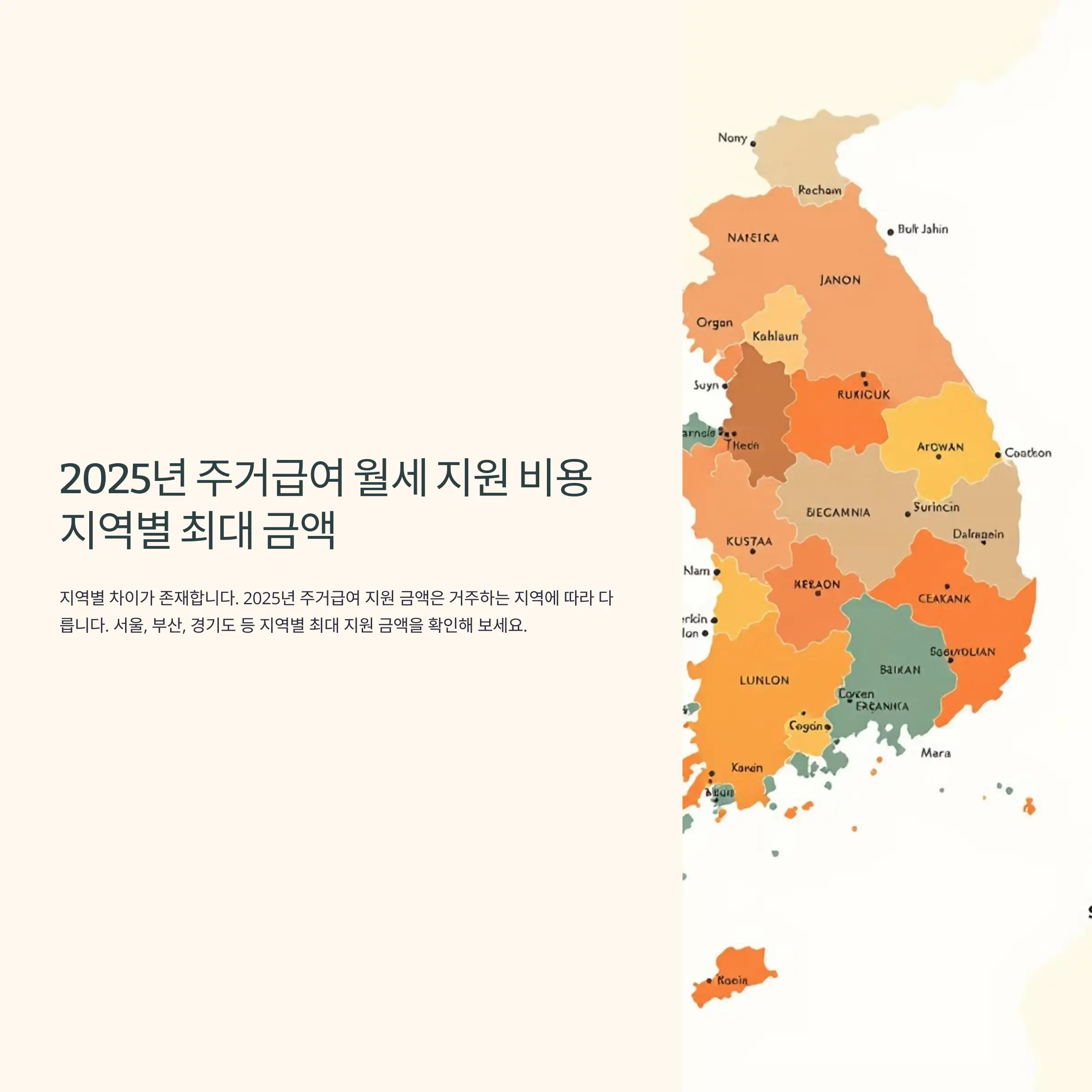 2025년 주거급여 월세 지원 비용 지역별 최대 금액