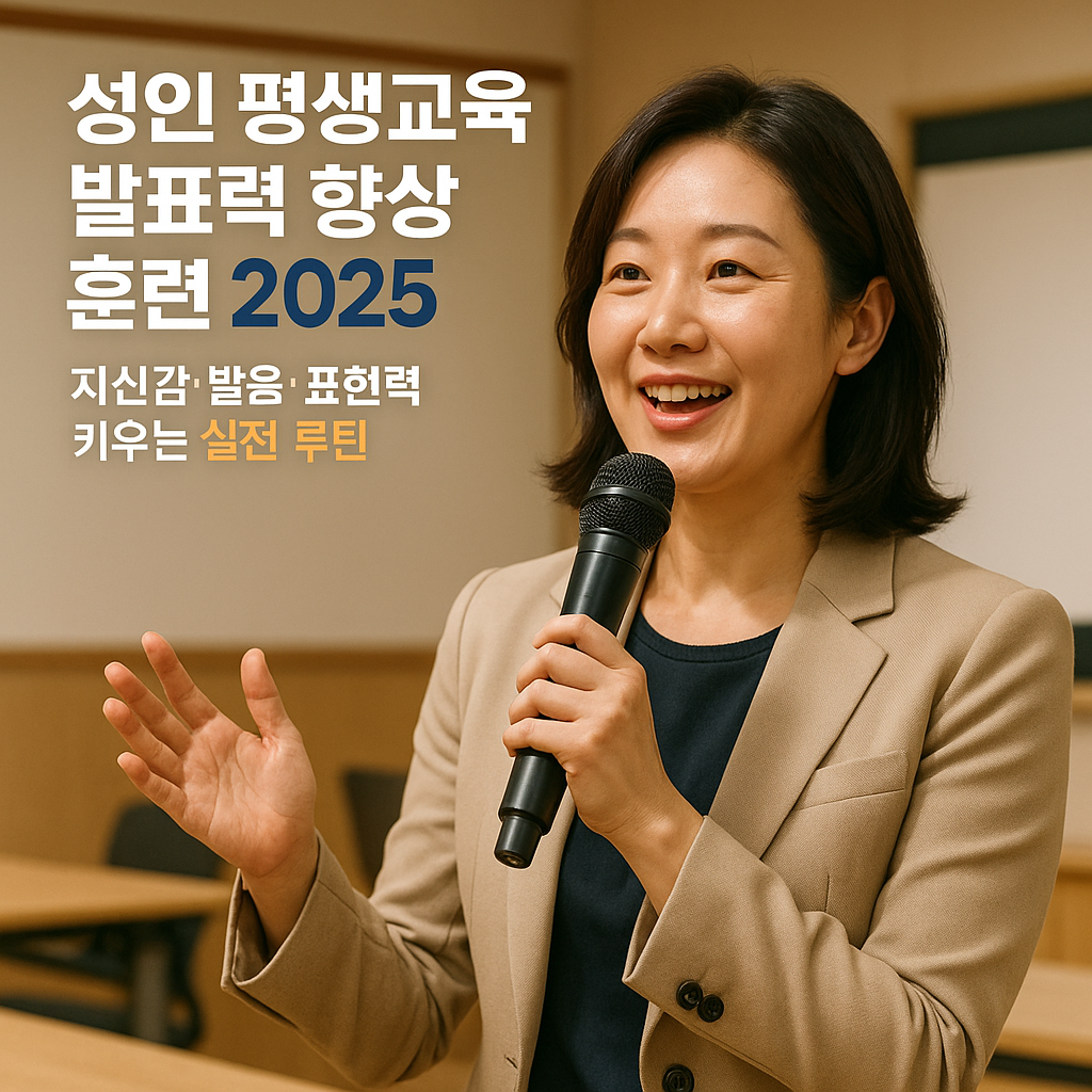 성인 평생교육 발표력 향상 훈련 2025 ｜ 자신감&middot;발음&middot;표현력 키우는 실전 루틴