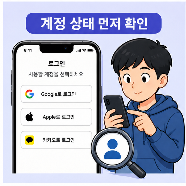 셋로그 삭제 복구를 위해 로그인 상태를 단계별로 점검하는 사용자