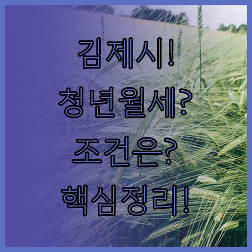 김제시 청년월세지원 대상 연령 소득 ..