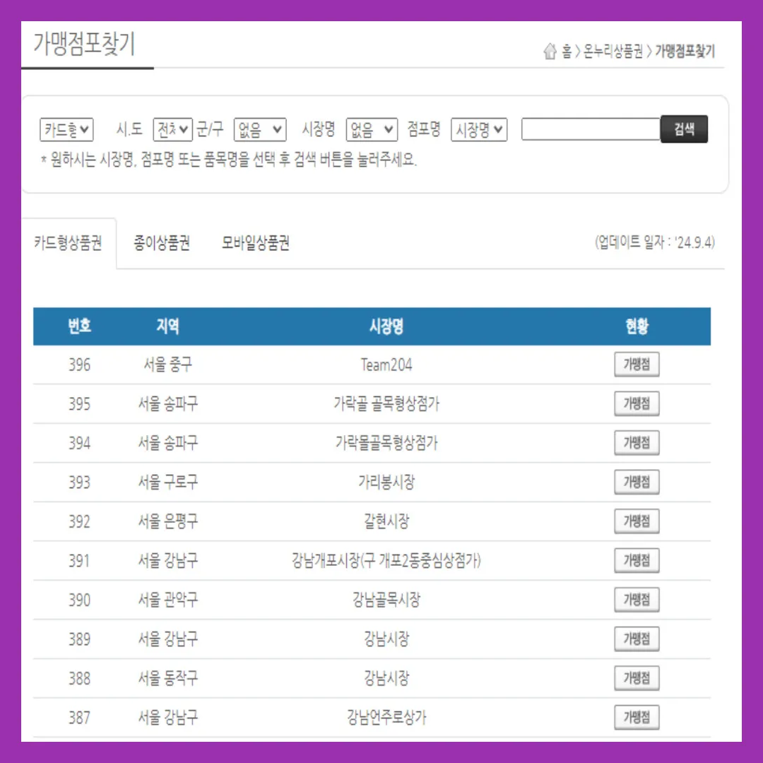 온누리상품권 구매처 및 사용처 확인 가장 빠른 방법