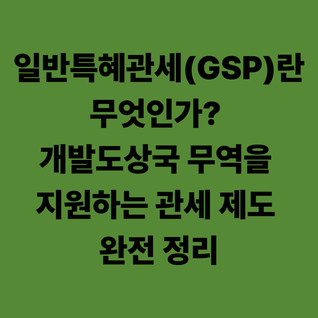 일반특혜관세(GSP)란 무엇인가? 개발도상국 무역을 지원하는 관세 제도 완전 정리