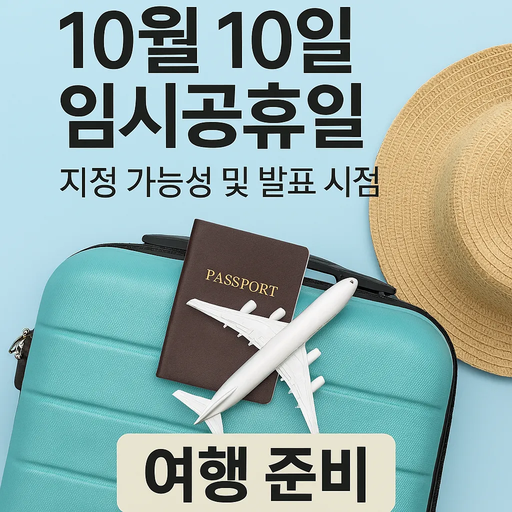 10월 10일 임시공휴일 지정 가능성 및 발표 시점 날짜, 여행 준비 팁