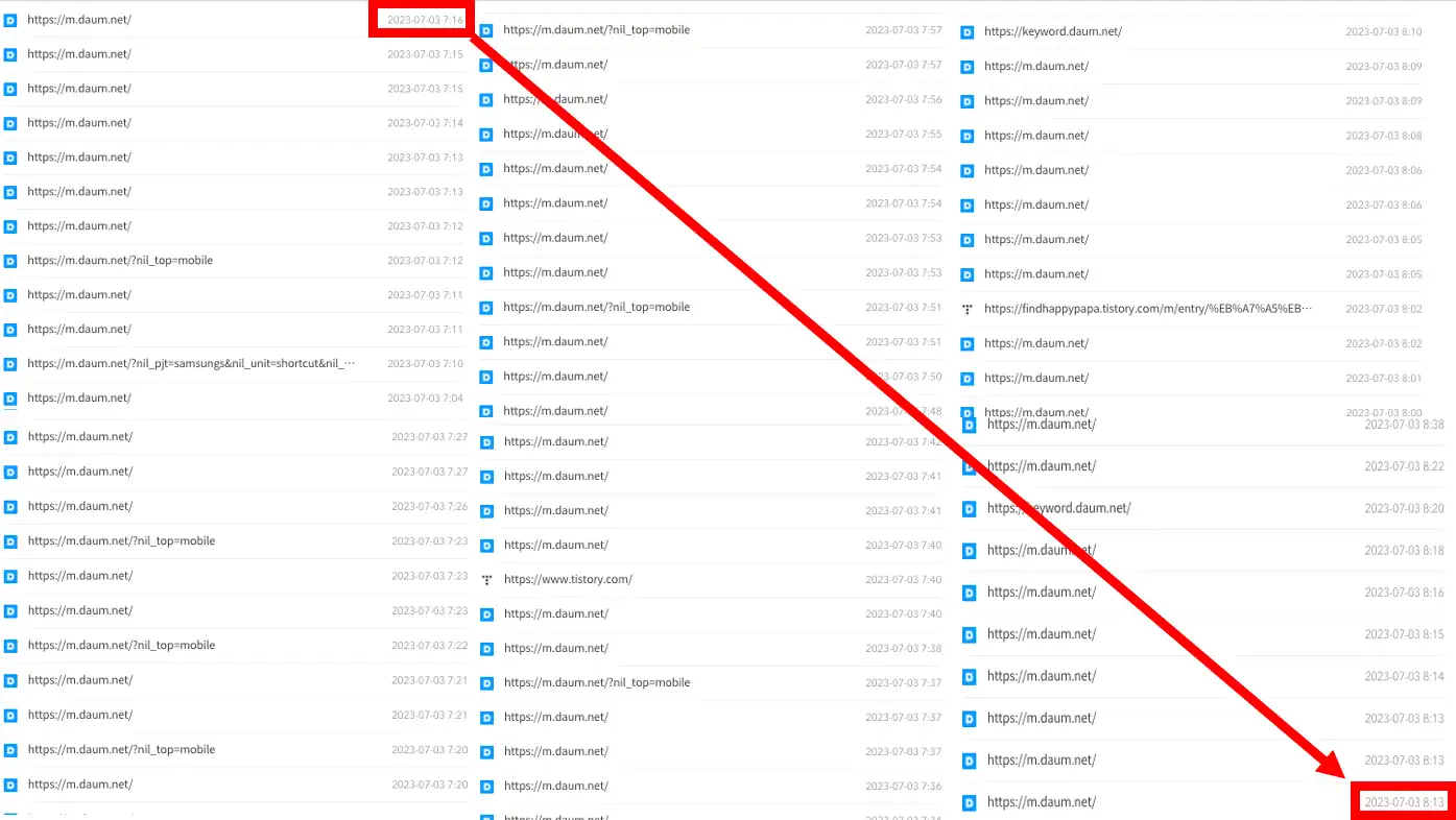 티스토리 자체 광고가 시행된 후 매일 특이현상 기록 사진