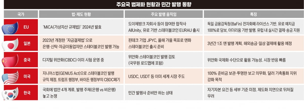 주요국 법제화 현황과 민간 발행 동행