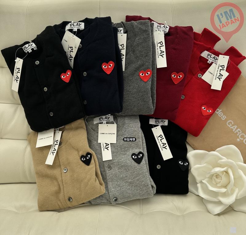 (바로배송) 꼼데가르송 가디건 남성여성 블랙와펜 레드와펜