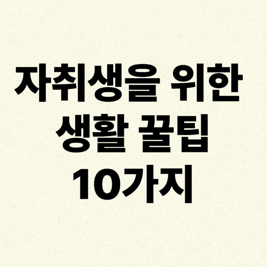자취생을 위한 생활 꿀팁 10가지 – 처음 혼자 살아보는 당신에게