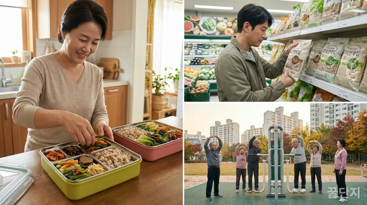 지속 가능한 저속노화 식단 실천을 위한 생활 속 팁을 보여주는 가이드