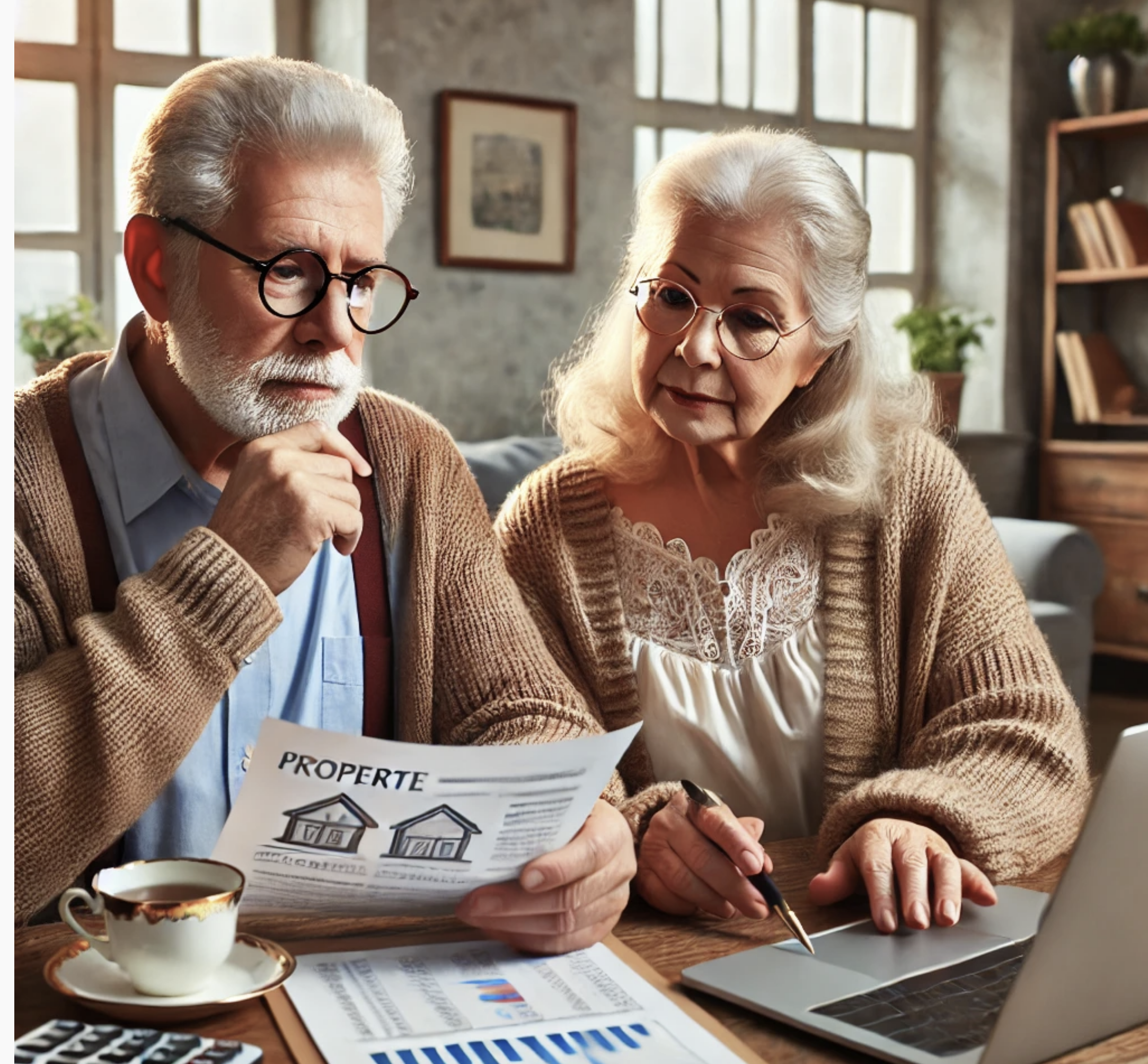 은퇴후 노인들이 부동산 투자에 고민하는 모습