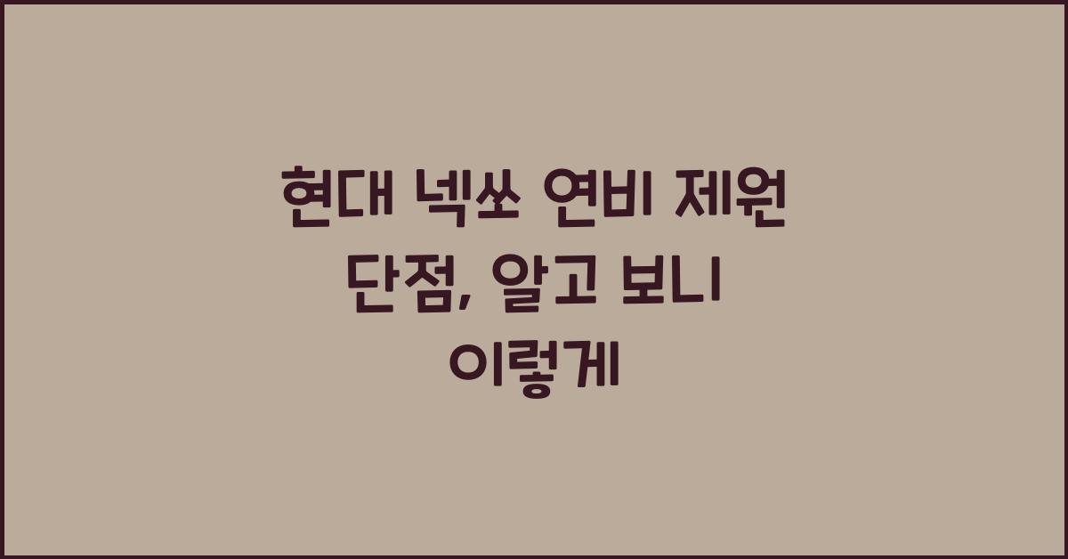 현대 넥쏘 연비 제원 단점