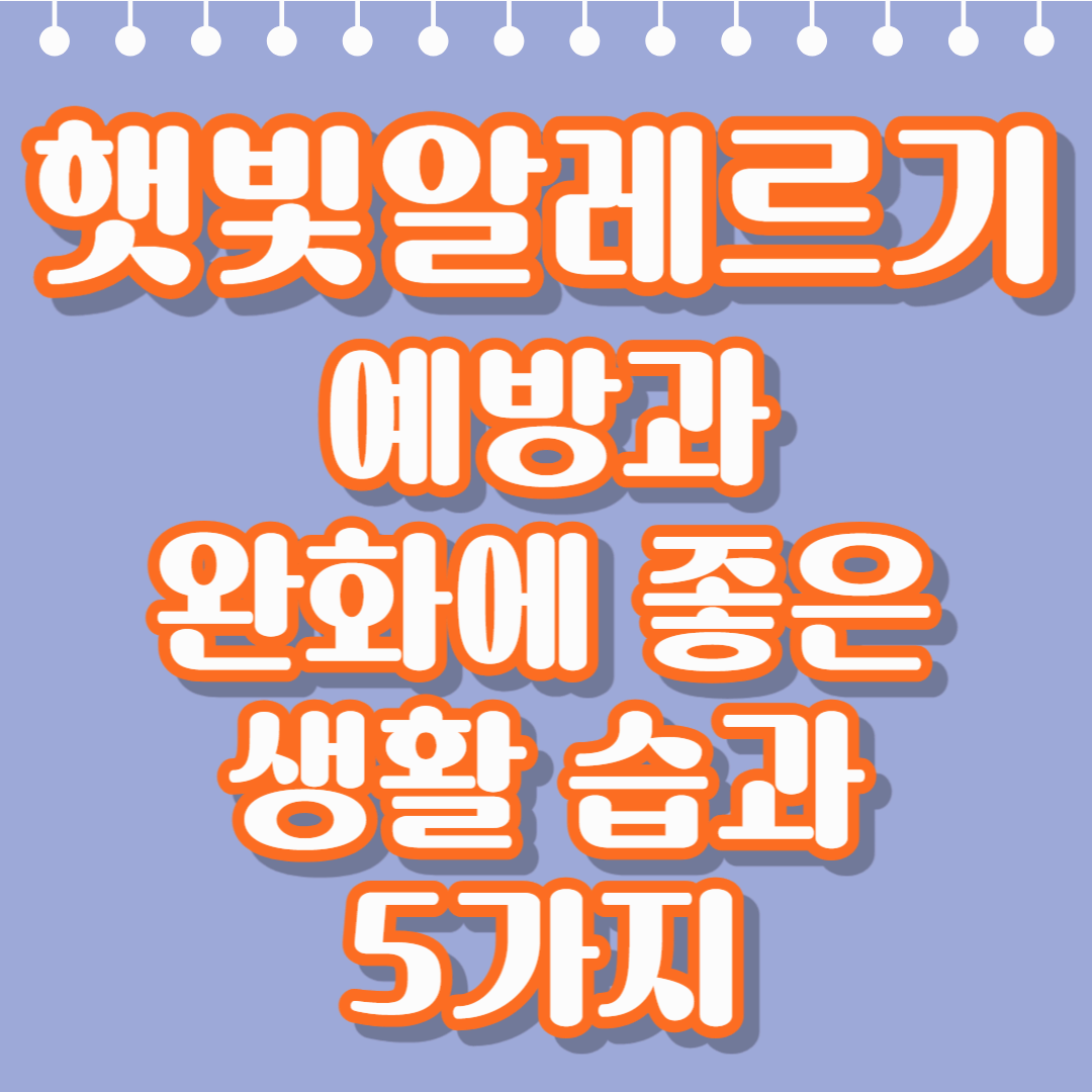 햇빛알레르기 예방과 완화에 좋은 생활습관 5가지 – 여름철 피부 보호 루틴