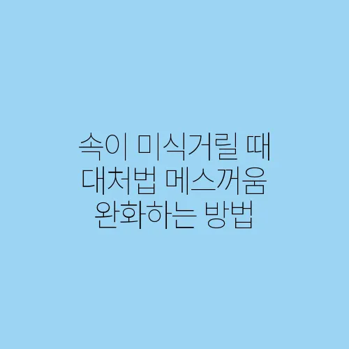 속이 미식거릴 때 대처법 메스꺼움 완화하는 방법