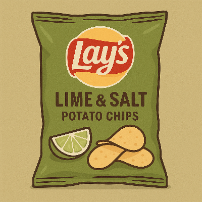 톡 쏘는 라임과 식초 맛이 특징인 Lay's 감자칩 제품 이미지