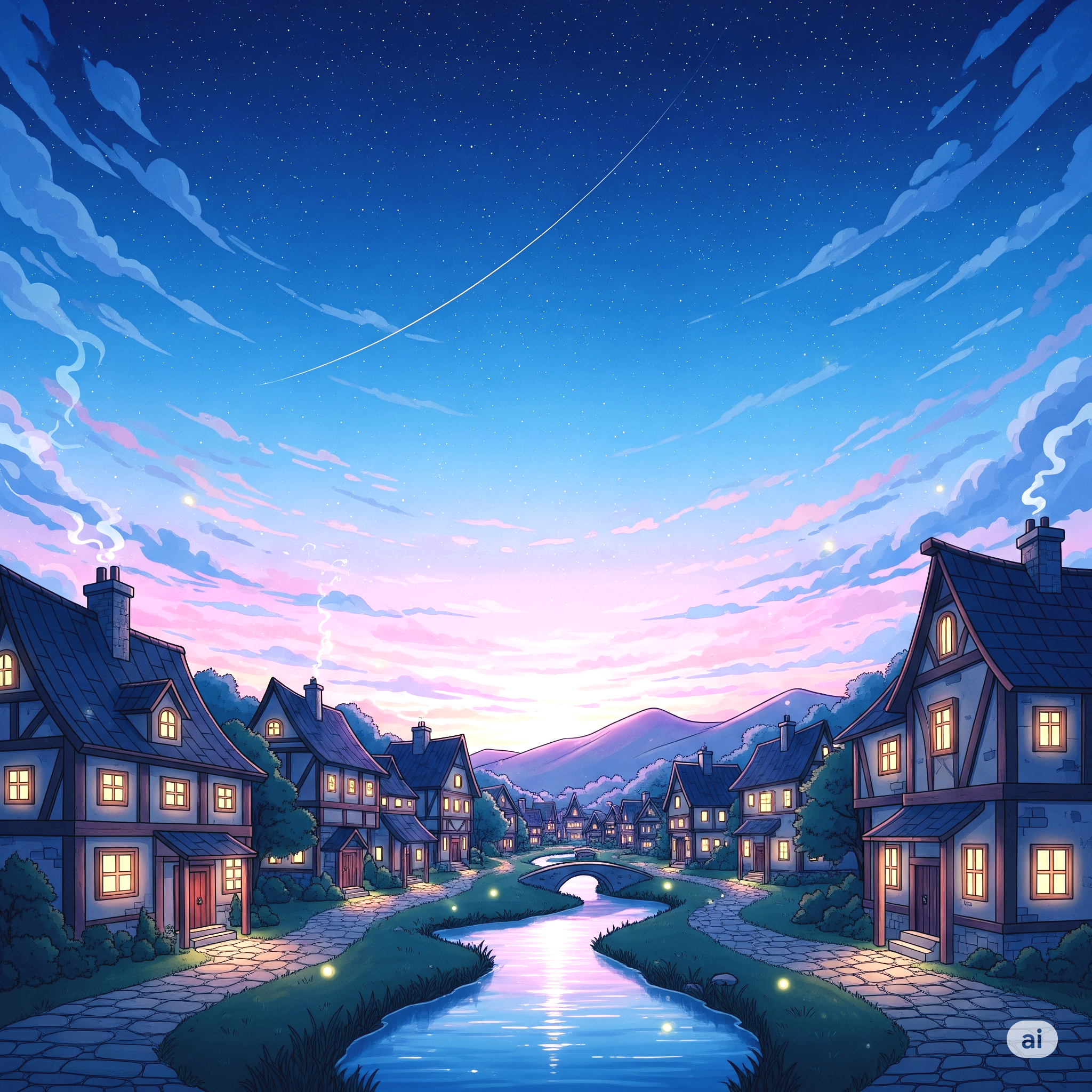 노을 지는 마을