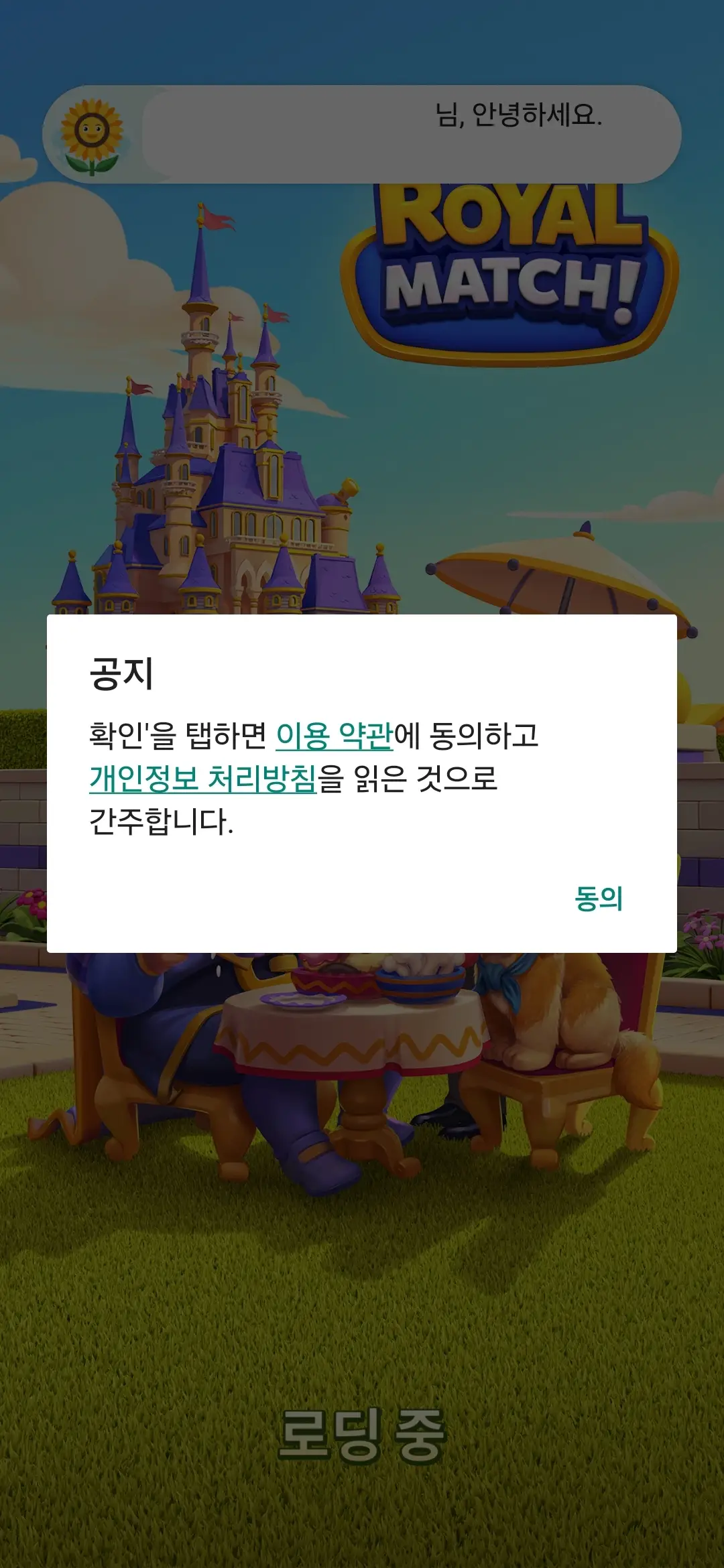 이용 약관 및 개인정보 처리방침 동의