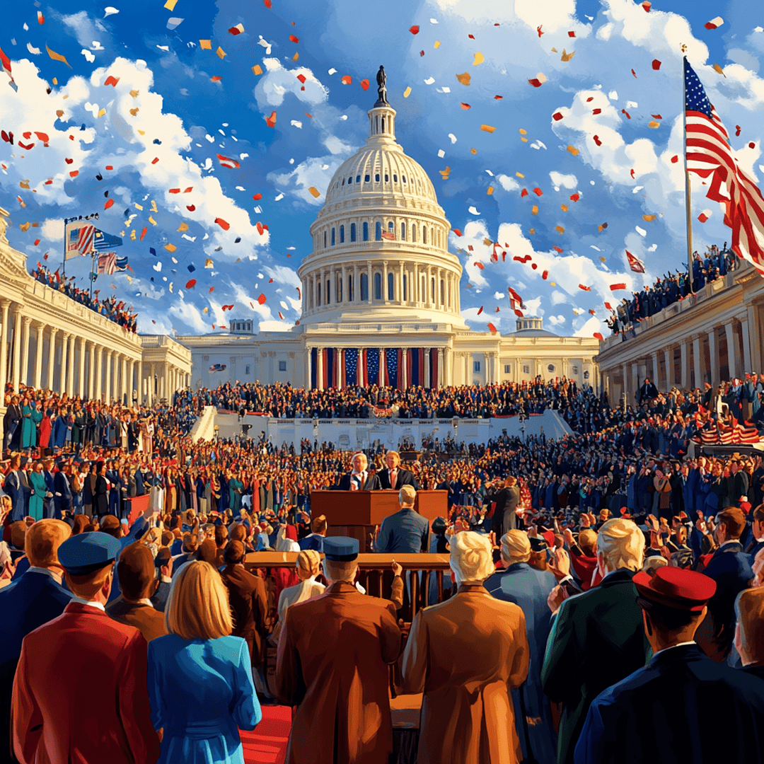 화창한 날씨 속 미국 국회의사당에서 열린 대통령 취임식