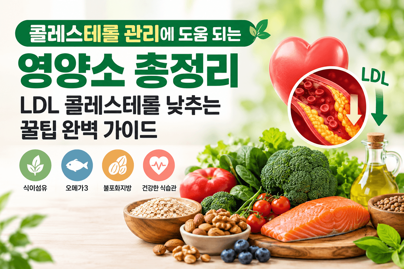 콜레스테롤 관리에 도움 되는 영양소와 LDL 콜레스테롤 관리 방법