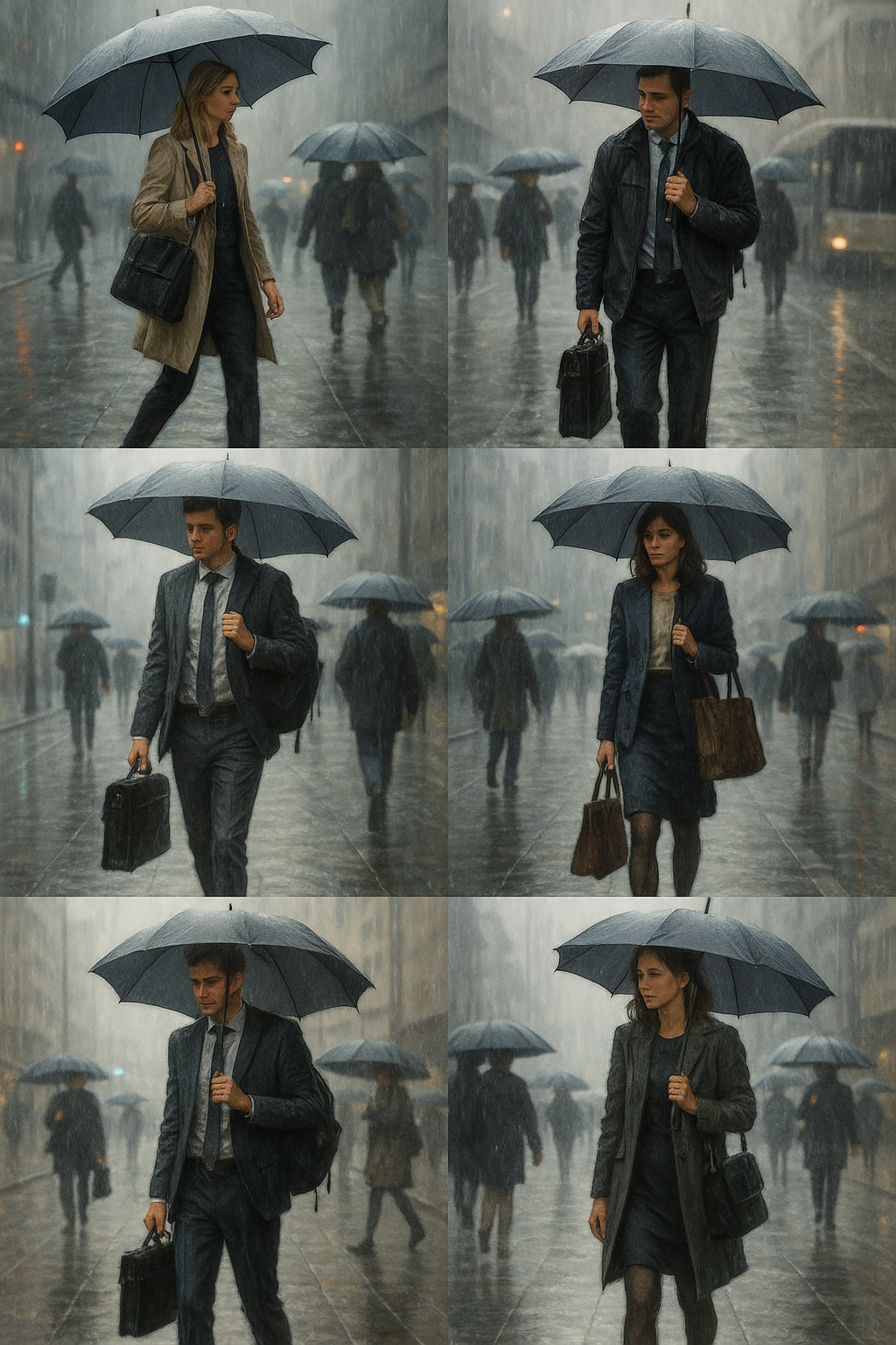 장마날 출근하는 사람들